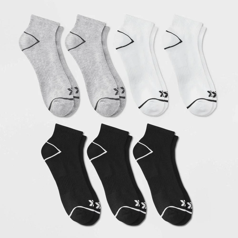 Men's Ankle Socks 6+1pk - All in Motion™ Black/Gray/White 6-12